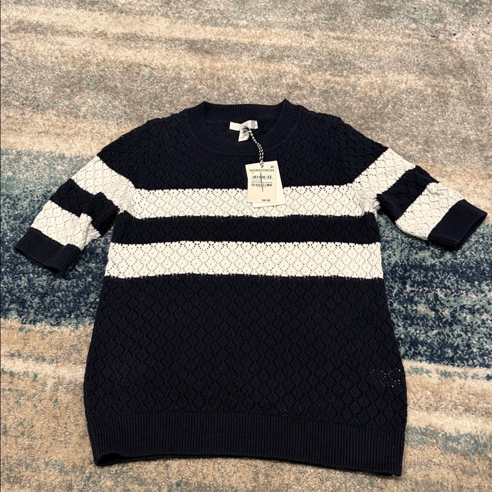 1901 Men's Crewneck Sweater in Navy and White